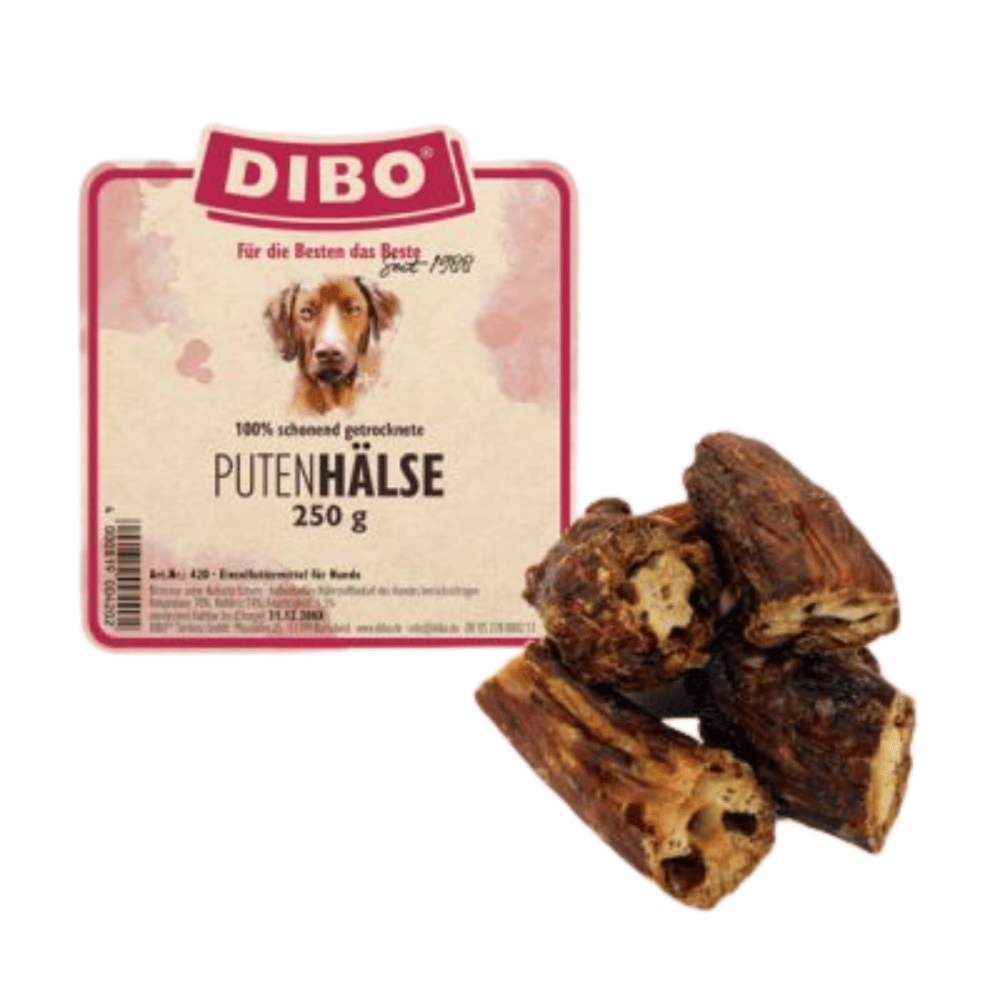 Dibo Putenhälse für Hunde luftgetrocknet – Natürlicher Hundesnack | 250 g