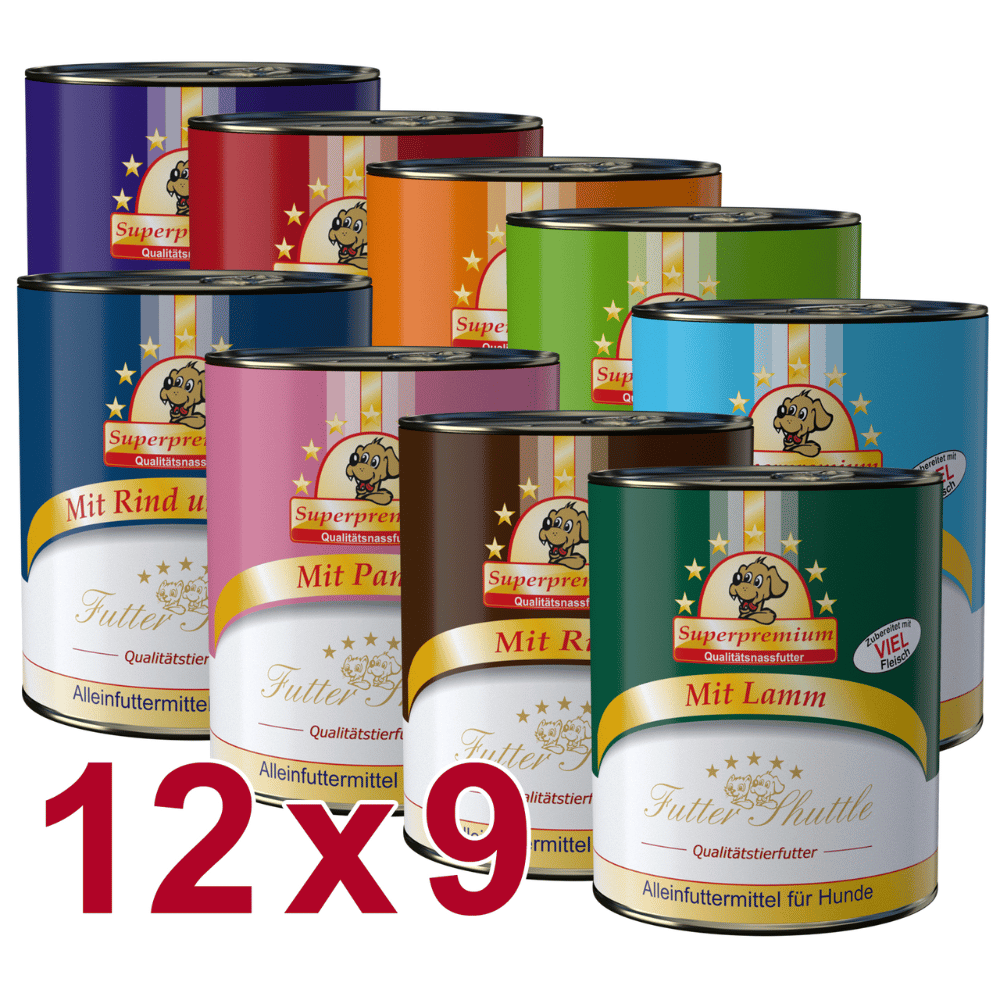 XXL Sparpack Hunde Nassfutter 108 × 800 g – Premium Metzgerqualität | Alleinfuttermittel für Hunde