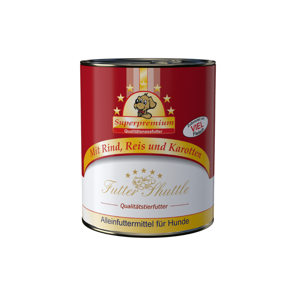 Hochwertiges Hunde Nassfutter | Rind mit Reis und Karotten 800g -  Hochwertiges Hundefutter Nassfutter