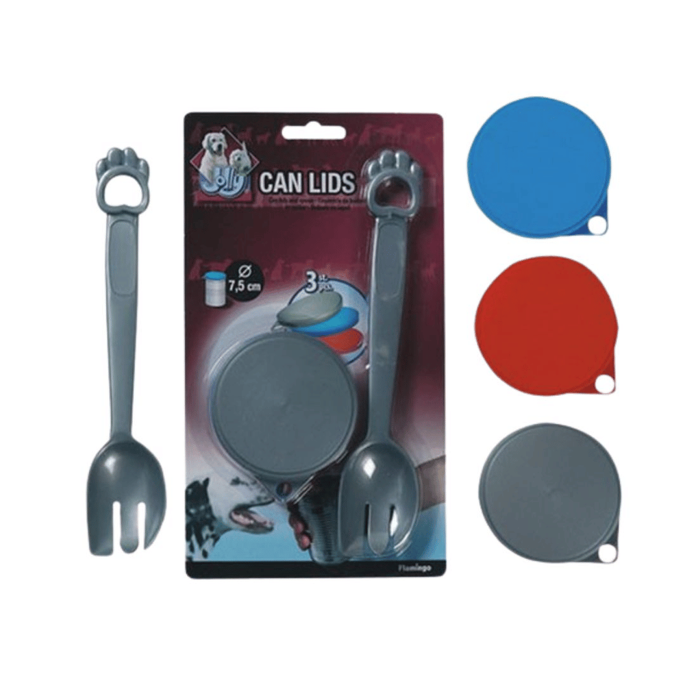 3 Frischhaltedeckel für Dosen mit Löffel, Ø 7,5 cm für 400g Dose