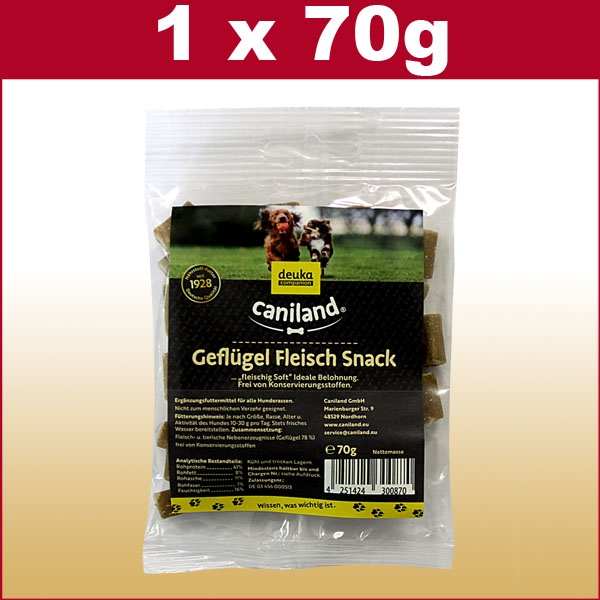 Geflügel Fleisch Snack | Hundeleckerlies als Snack mit Geflügel und der bekömmlichen Kartoffel | 70g