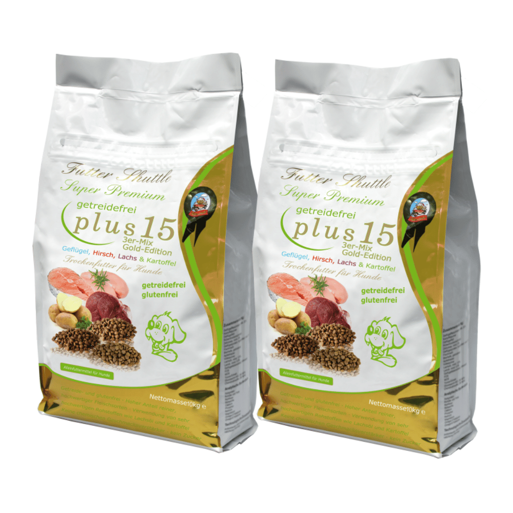 Getreidefreies Hundefutter Plus 15 Sparpaket – Super Premium Trockenfutter – 2 × 10 kg