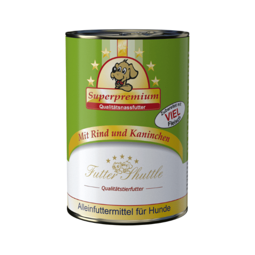 Hochwertiges Nassfutter für Hunde. Rind mit Kaninchen 400g oder 800g -  Hochwertiges Nassfutter für Hunde