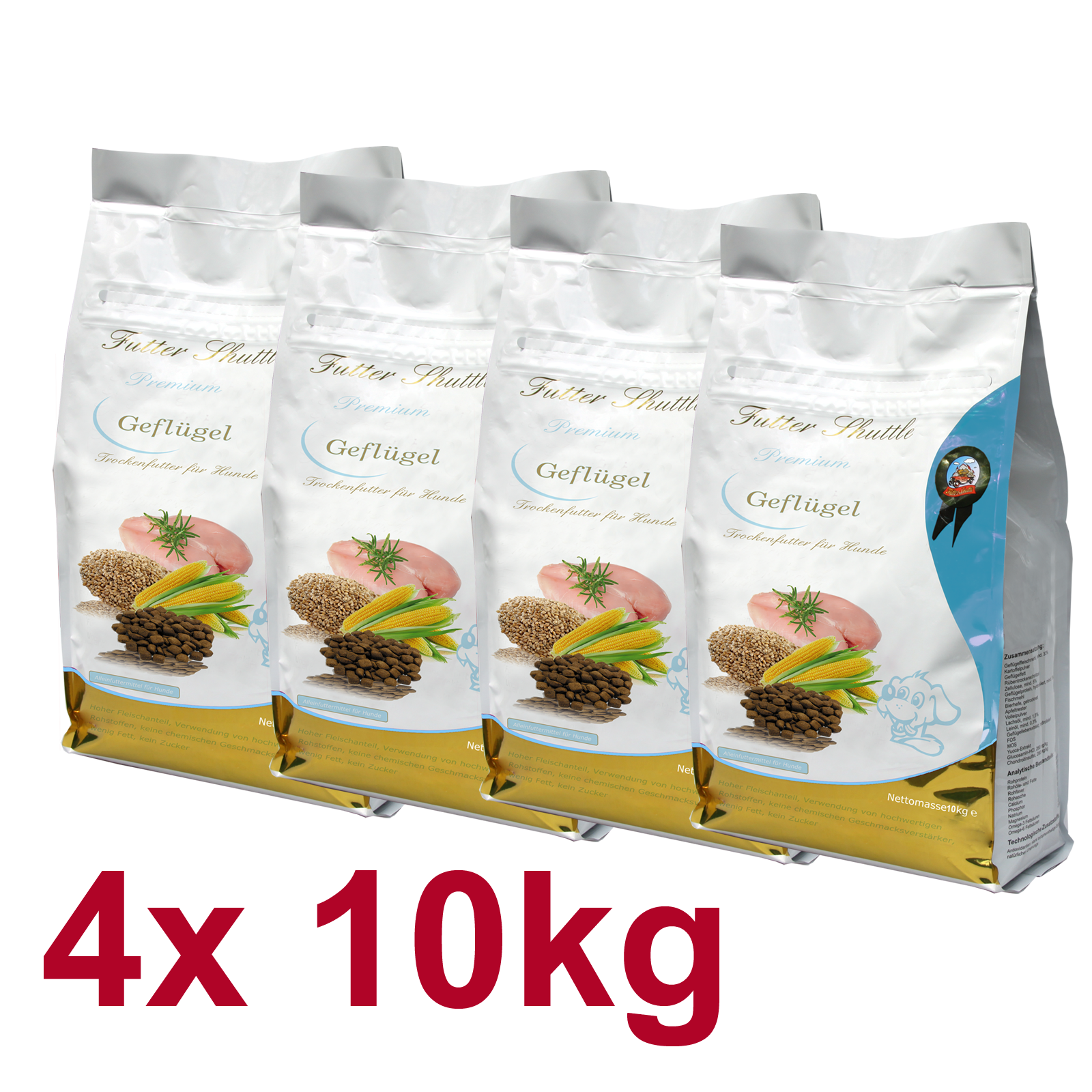 Premium Sparpaket Hunde Trockenfutter mit Geflügel – 40 kg (4 x 10 kg)