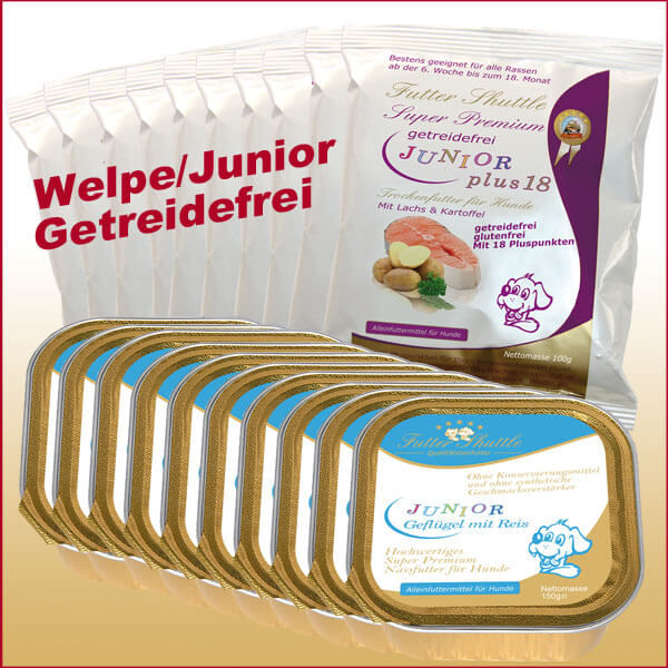 Probierpaket Getreidefreies Junior Hundefutter und Welpen Trocke
