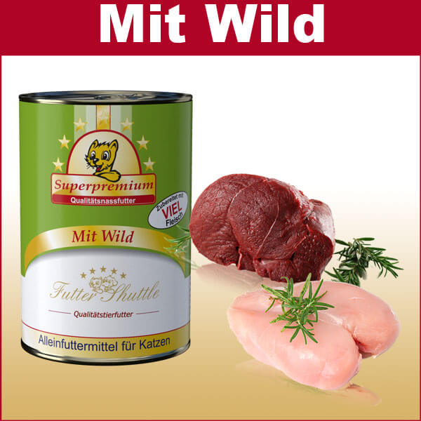 Hochwertiges Nassfutter für Katzen mit Wild 400g Hochwertiges Katzenfutter Nassfutter von Futter Shuttle