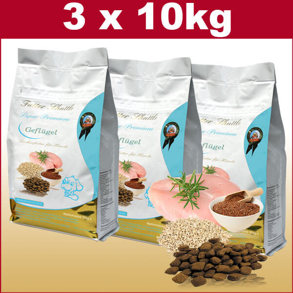 Hunde Trockenfutter Angebot  mit Geflügel  Sparpack mit 3 x 10kg