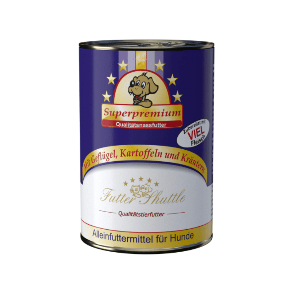 Geflügel mit Kartoffeln und Kräuter 400g oder 800g -  Hochwertiges Hundefutter Nassfutter