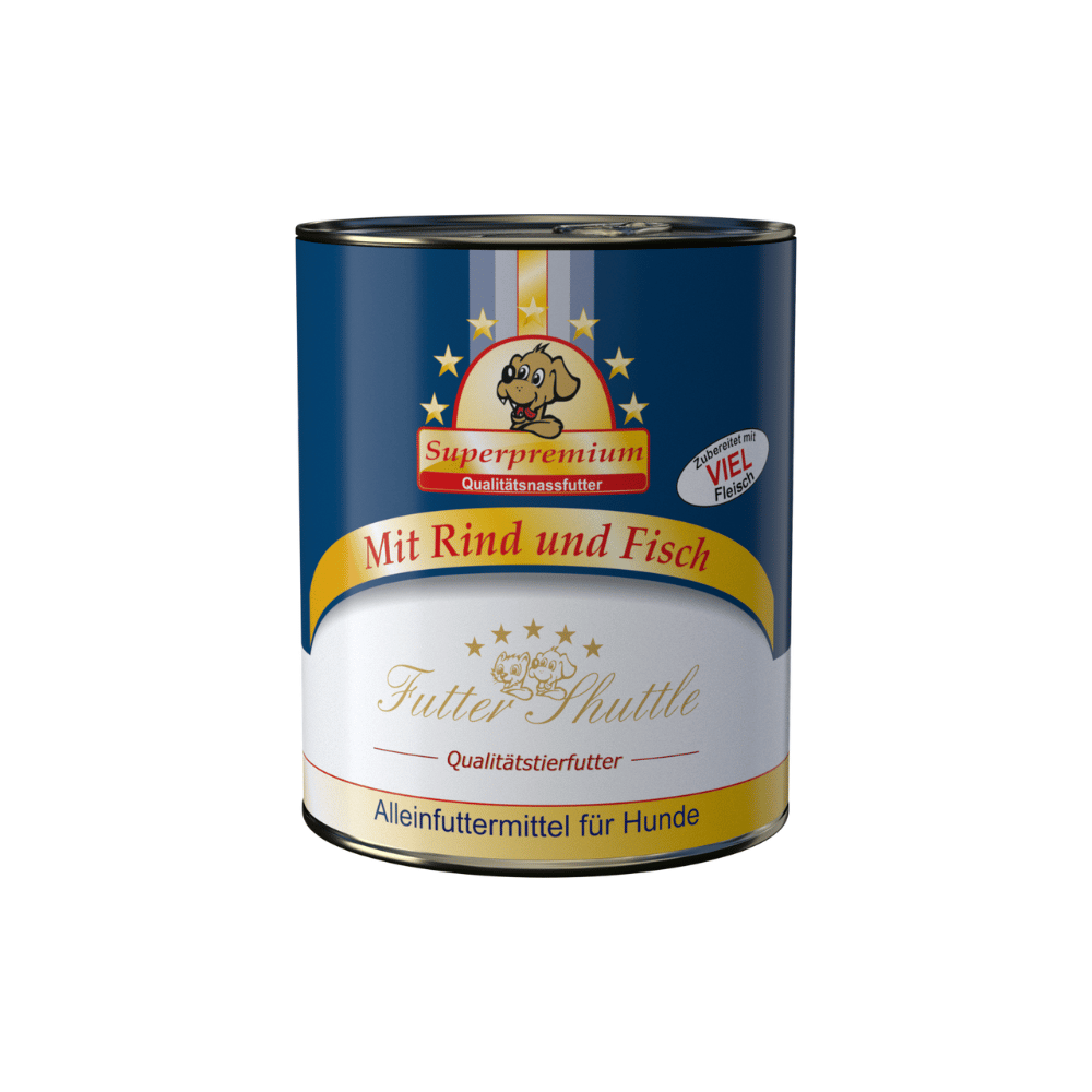 Hochwertiges Hundefutter Nassfutter - Rind mit Fisch 800g