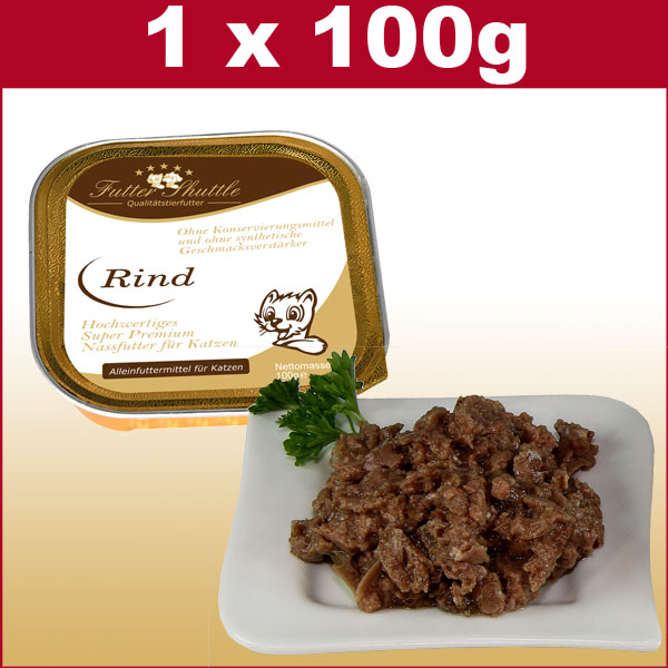 Katzenfutter Nassfutter 100g Schale mit Rind