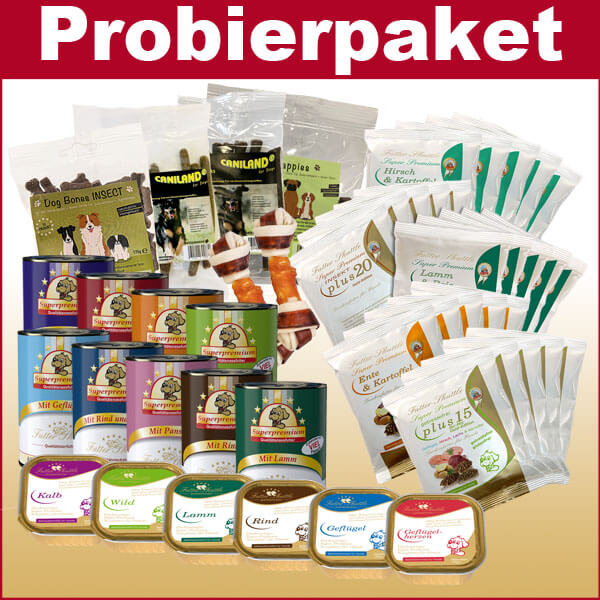 Probierpaket Hundefutter | Große Auswahl | Hunde- Trockenfutter und Nassfutter   | Getreidefreie Hundeleckerlies | Proben Hundefutter | 26%  günstiger zum Testen