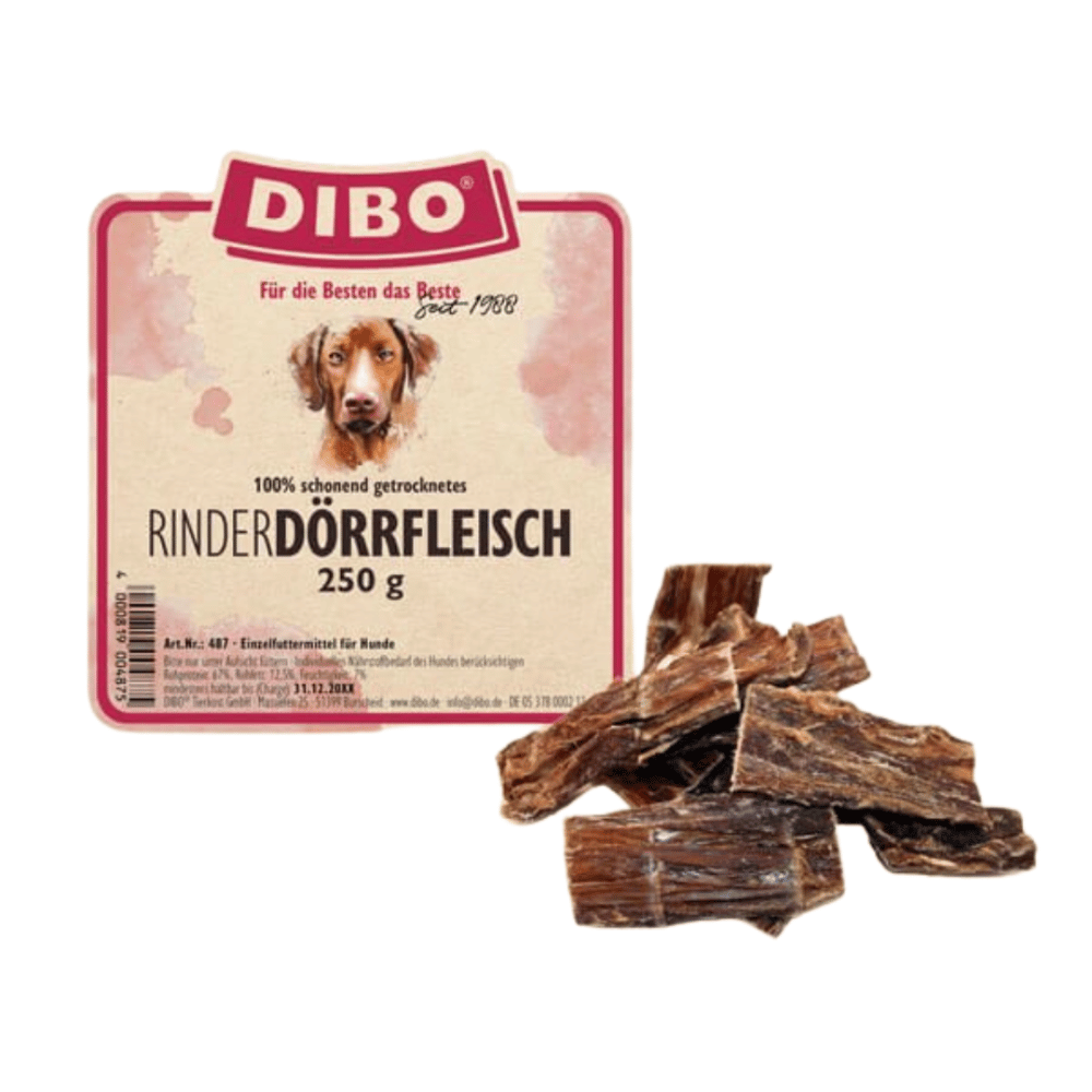 Dibo Dörrfleisch für Hunde – Luftgetrockneter Natur-Hundesnack 250 g | Einzelfuttermittel