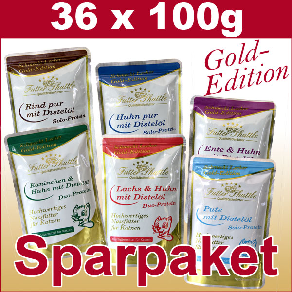 Sparpaket Katzenfutter Nassfutter Gold Edition 36 Stück Frische 