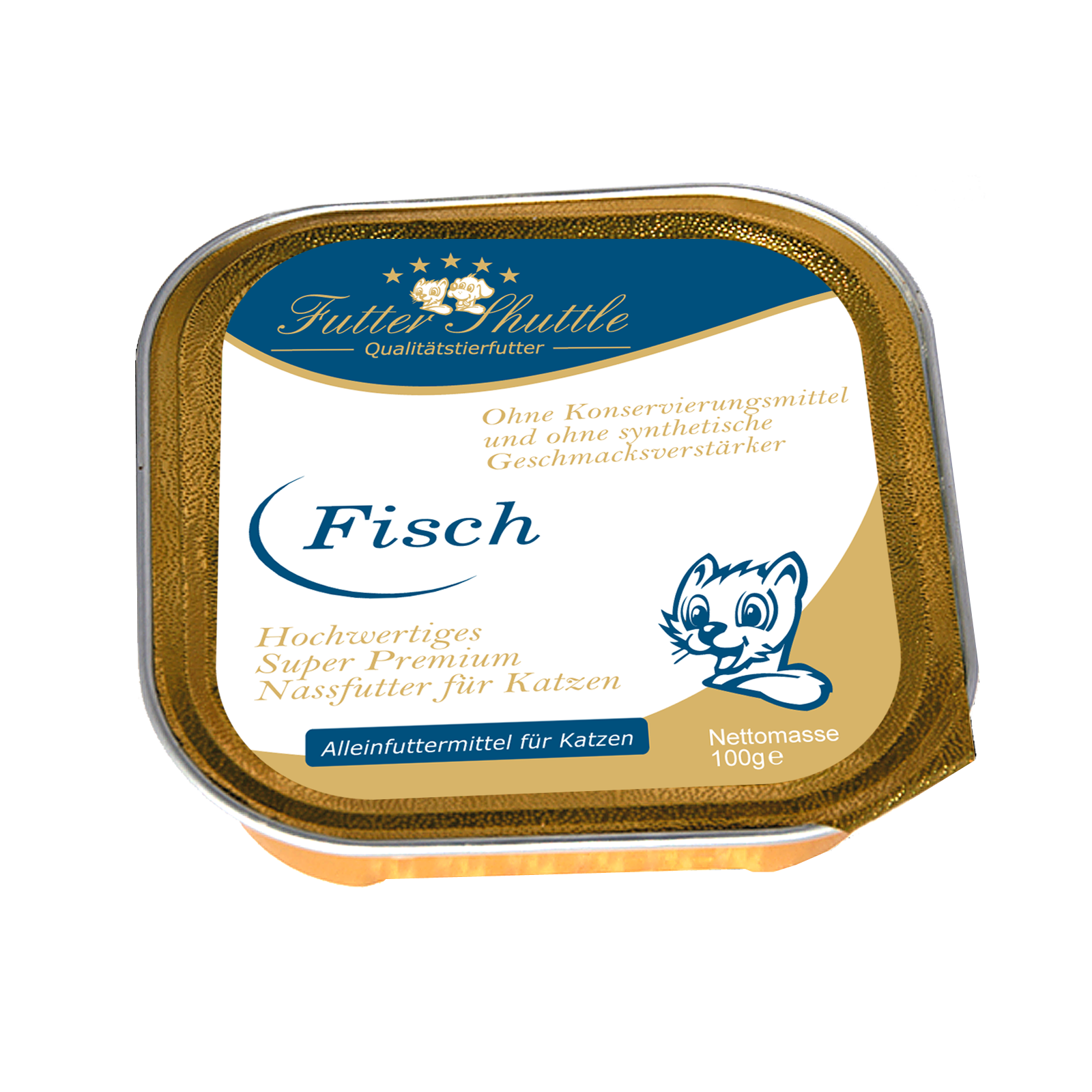 Katzenfutter Nass | Fisch 100g Schale. Hochwertiges Katzenfutter Nass von Futter Shuttle