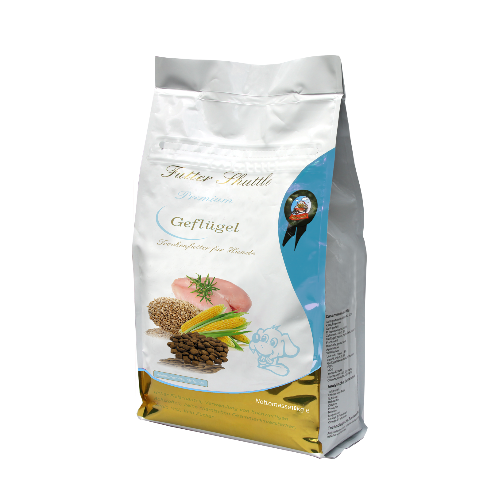 Günstiges Hundefutter trocken | Geflügel | 10kg | Premium Qualität | Wiederverschließbar