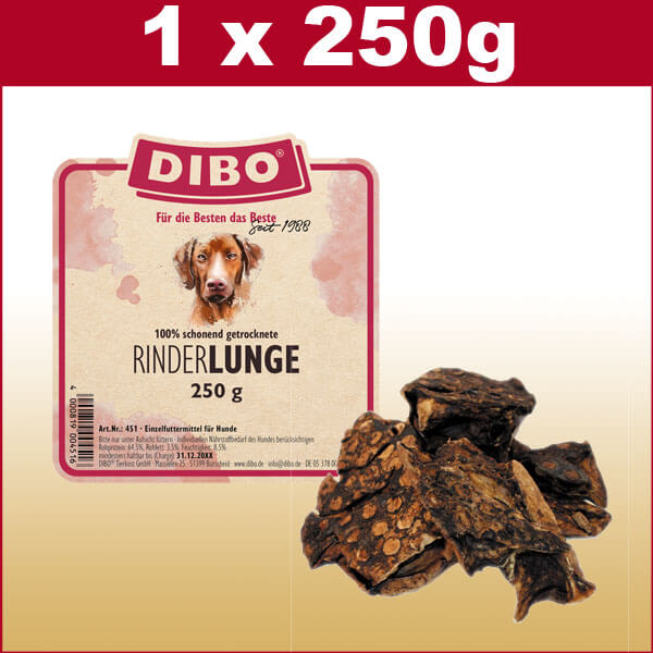 Hunde Snack | Rinderlunge für Hunde getrocknet 250g - Natürlicher Hundesnack