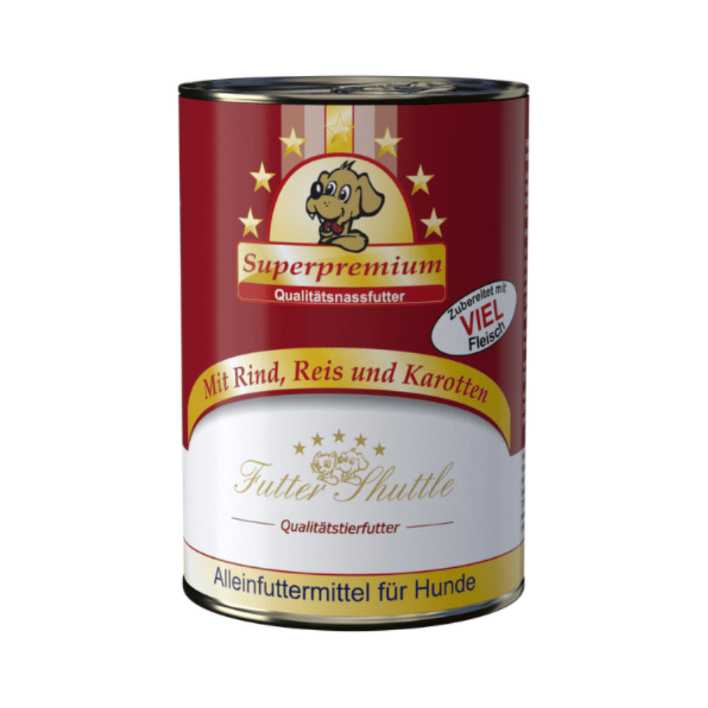 Hunde Nassfutter - Rind mit Reis und Karotten - 400g oder 800g