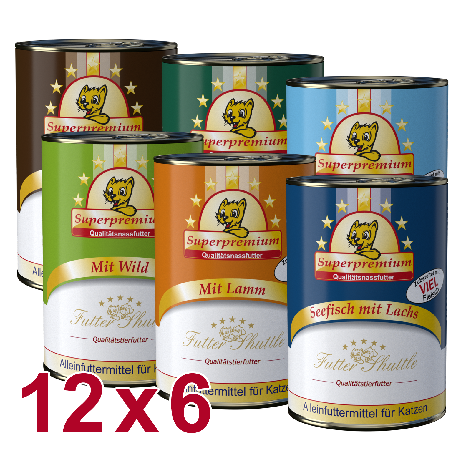 Sparpack Nassfutter für Katzen | Super Sparpaket | In höchster Qualität. 72 x 400g Dosen die in Deutschland hergestellt wurden. Katzen Nassfutter in Spitzenqualität von Futter Shuttle