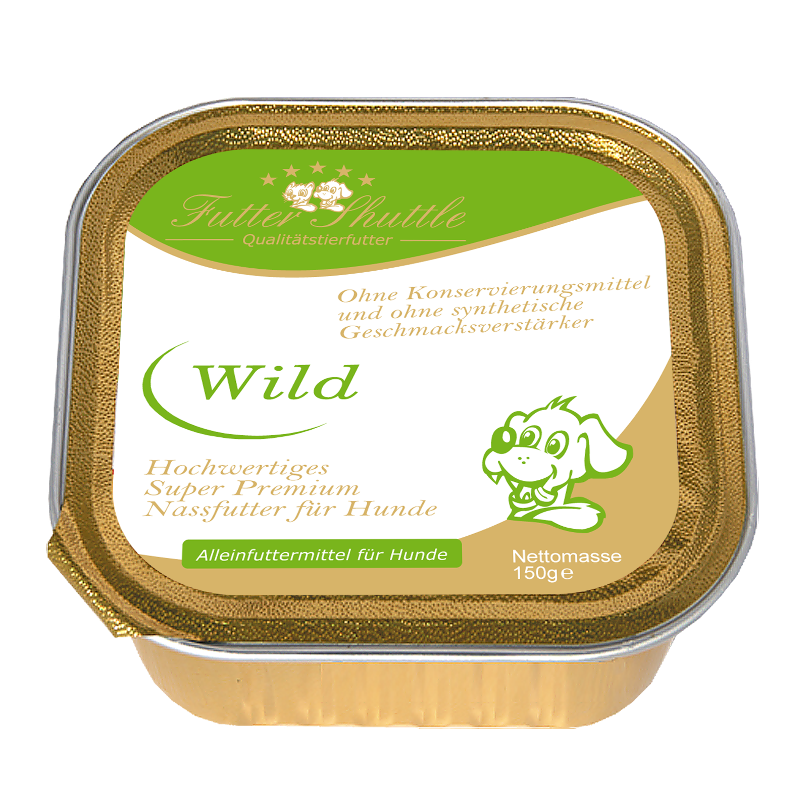 Hochwertiges Hundefutter Nassfutter mit Wild Super Premium Hunde Nassfutter der höchsten Güte in praktischer 150g Schale