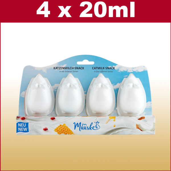 Katzenmilch Muuske im 4 er Set. 4 Geschmacksrichtungen für mehr Abwechlsung Ihrer Katze