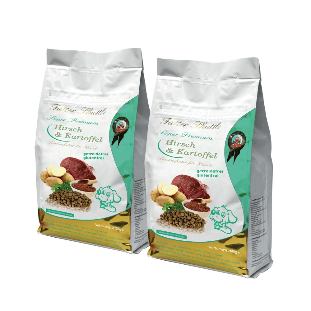 Getreidefreies Hunde Trockenfutter Sparpaket – Hirsch & Kartoffel Monoprotein – 20 kg (2 × 10 kg)