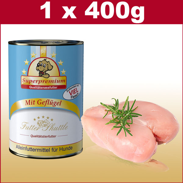 Hochwertiges Nassfutter Hund | Geflügel 400g Dose