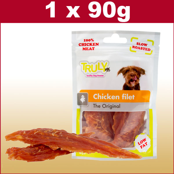 Hundesnack Chicken Filet. 90 Gramm. Wiederverschließbarer Beutel