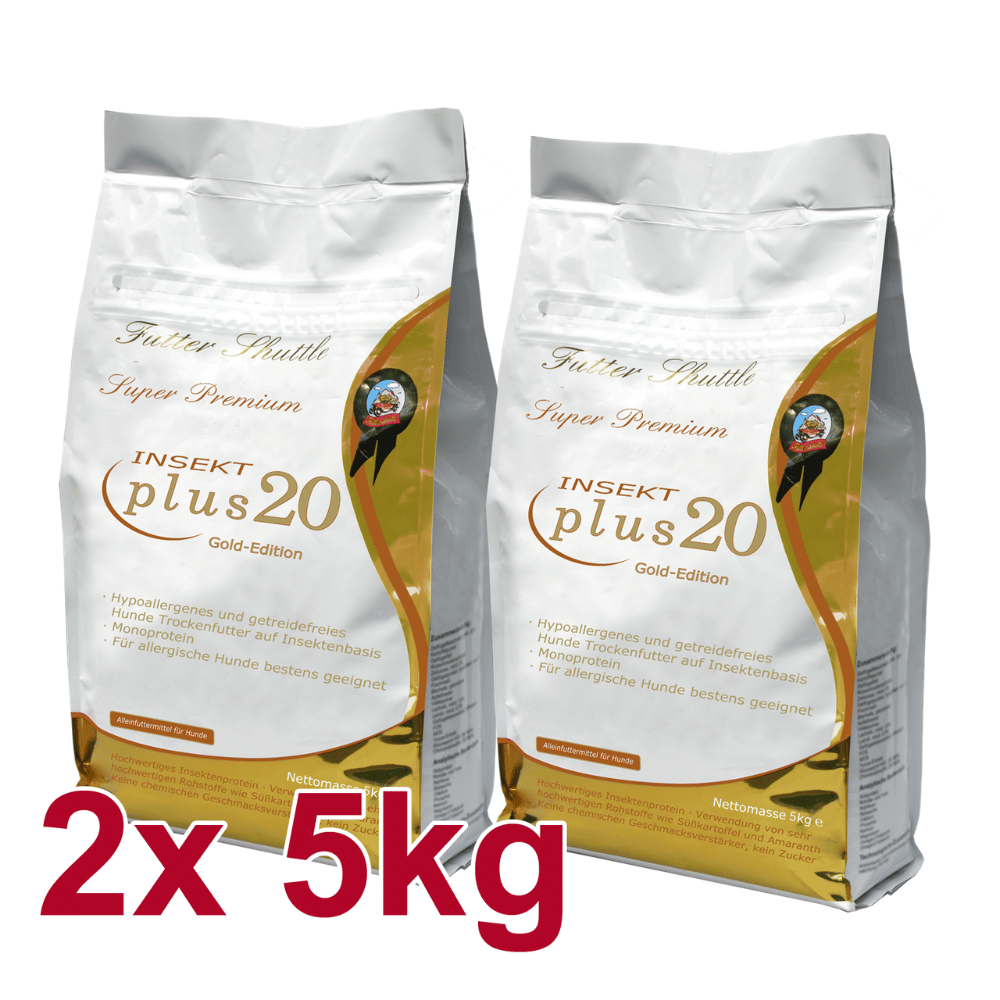 Super Premium Plus 20 – Doppelpack 2 × 5 kg – Hypoallergenes Hundefutter mit Insektenprotein