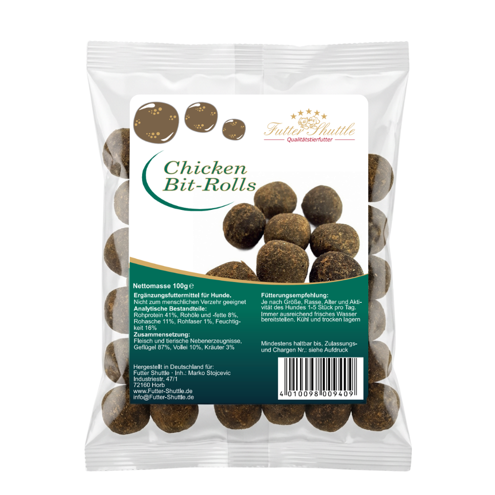 Chicken Bit Rolls – Getreidefreier Premium-Snack mit Kräutern 100 g